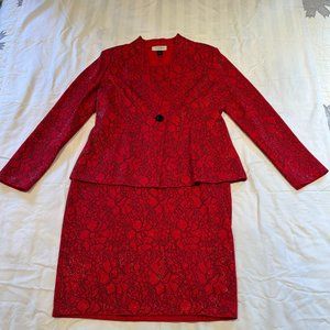 St. Johns Knits two piece red holiday ensemble size 10